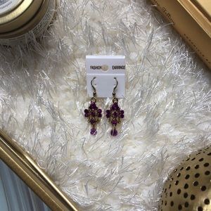 Gold & Purple Small Chandelier Earrings